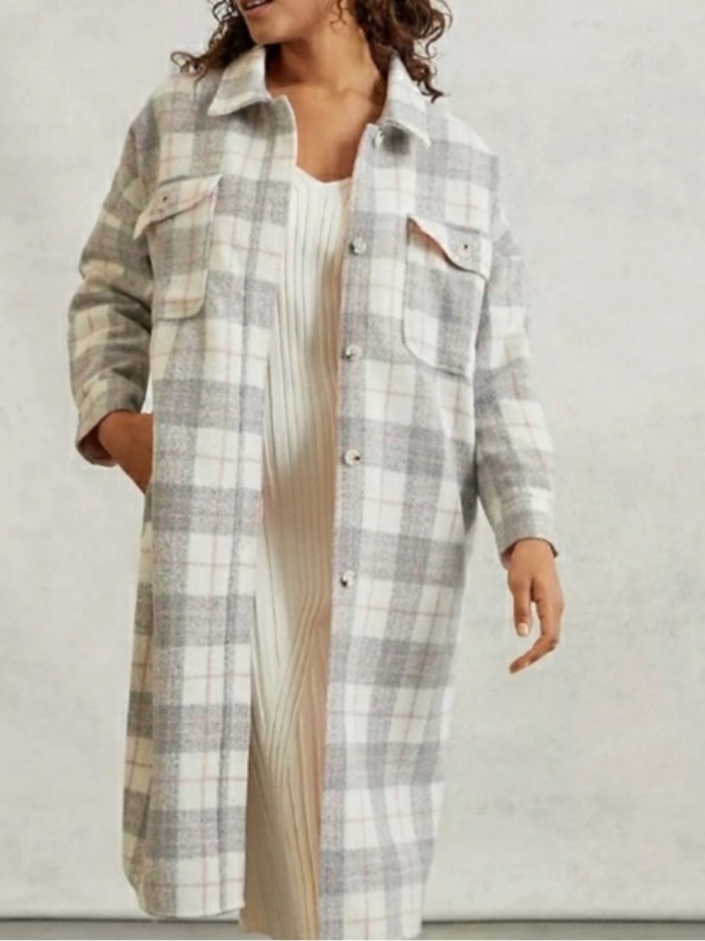 Anthropologie If By the Sea plaid Bobbie Shacket Medium M